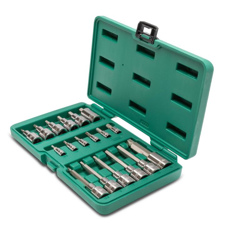 Image of 18 Pc. 1/4" and 1/2" Drive Metric Hex Bit Socket Set - SATA