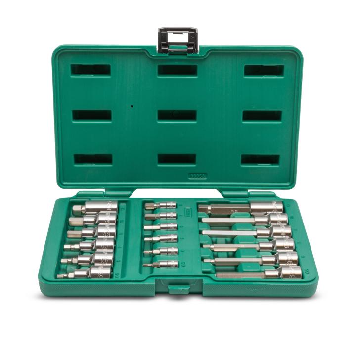Image of 18 Pc. 1/4" and 1/2" Drive Metric Hex Bit Socket Set - SATA