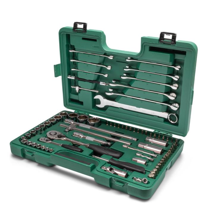 Image of 76 Pc. 1/4” and 1/2” Drive Metric 6 PT Socket Wrench Set - SATA